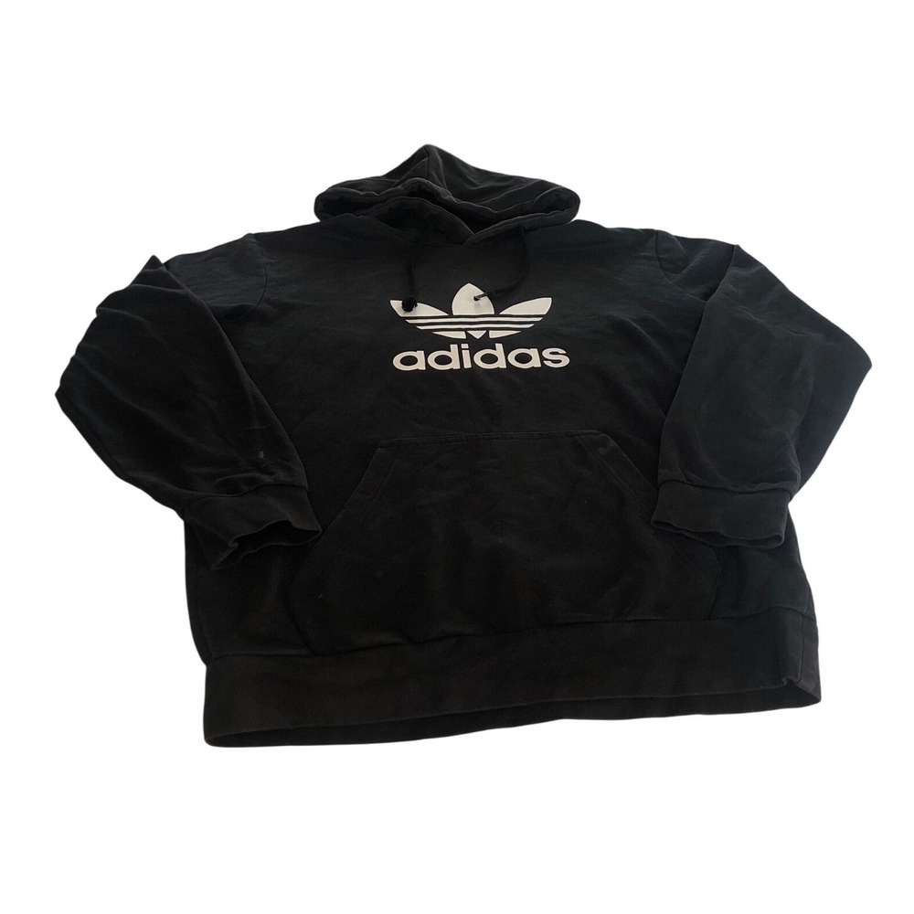 Adidas‎ Trefoil Logo Hoodie Black Pullover Sweatshirt Men's Size Medium